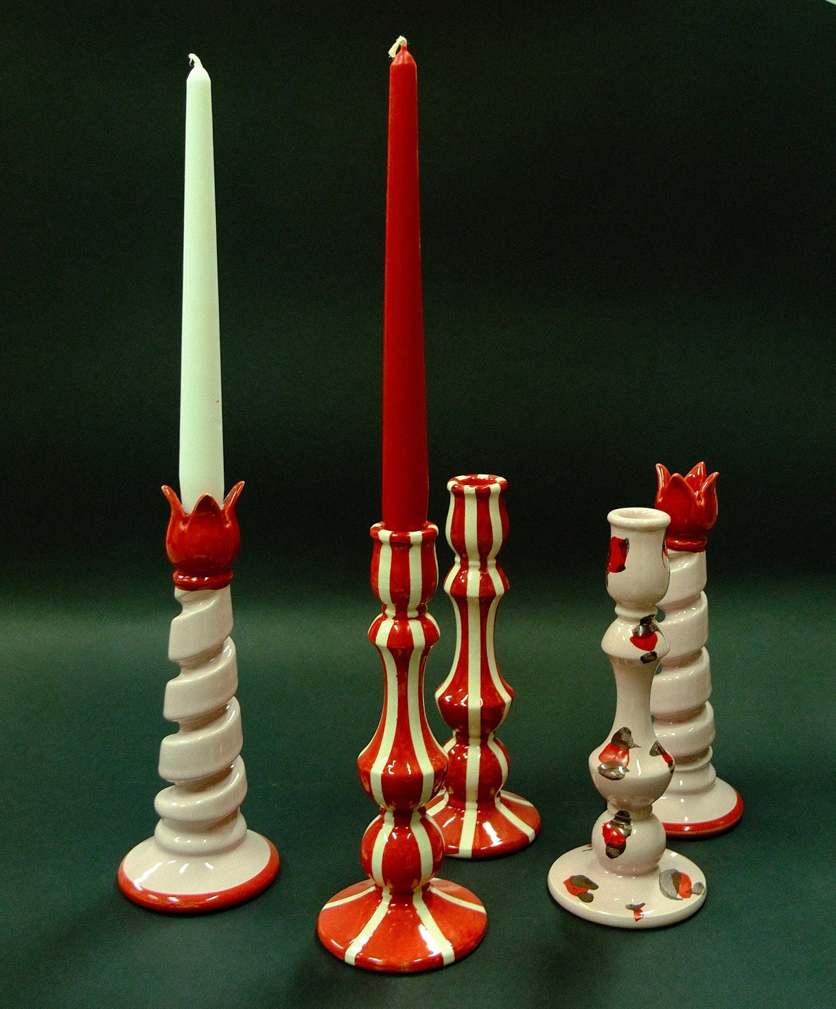 Candle holder RED STRIPES