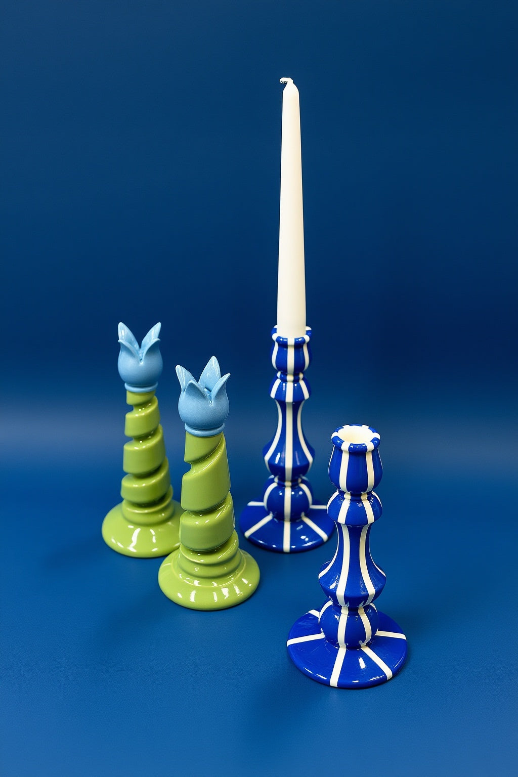 Candle holder BLUE STRIPES